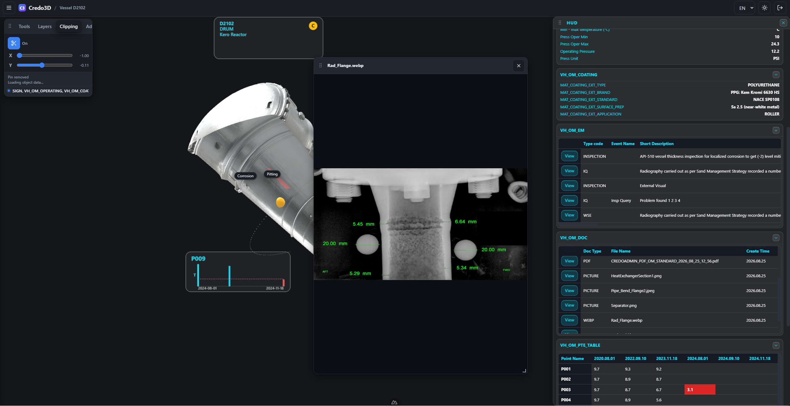 Screenshot of a digital radiography film opened from the model