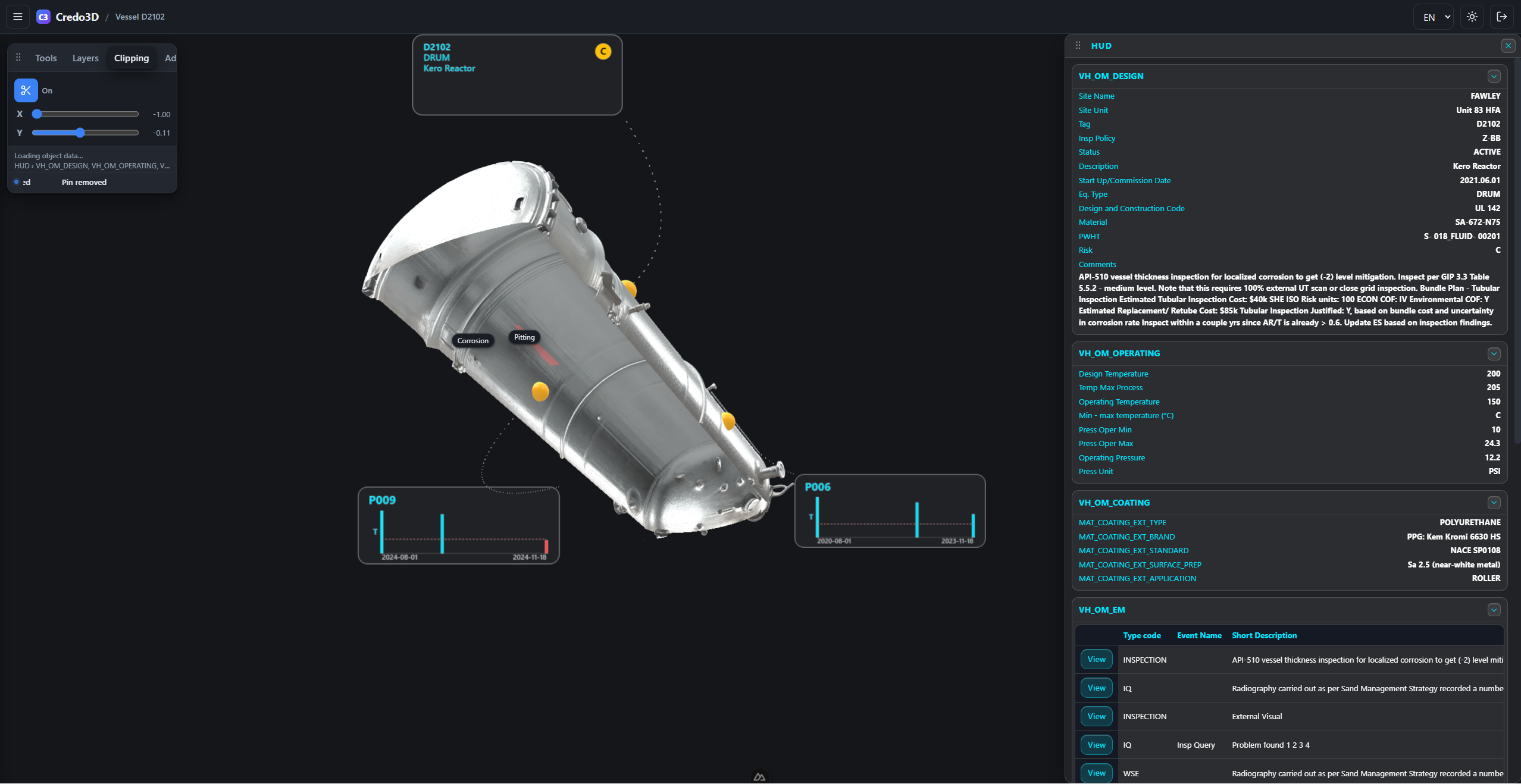 Screenshot of the 3D model interior view